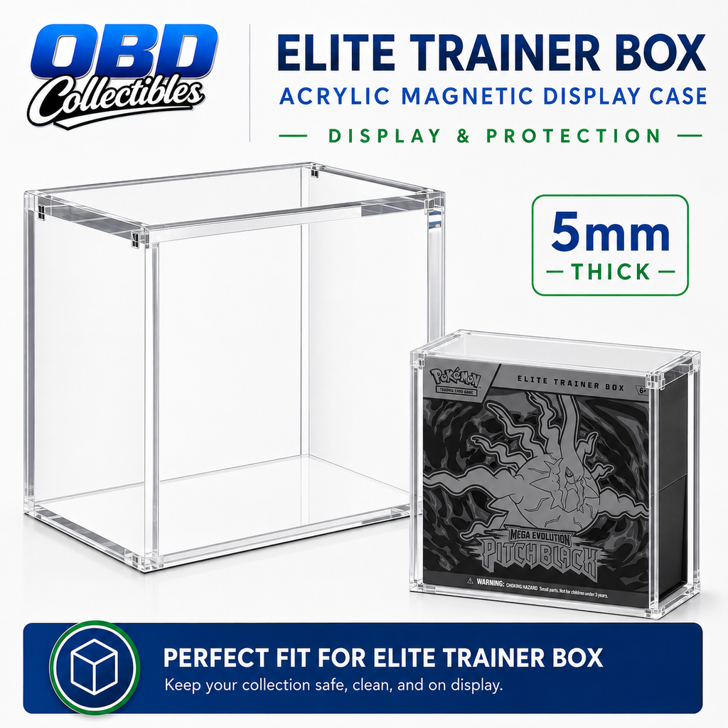 Premium 5mm Acrylic ETB Display Case – Magnetic Pokémon Elite Trainer Box Protector