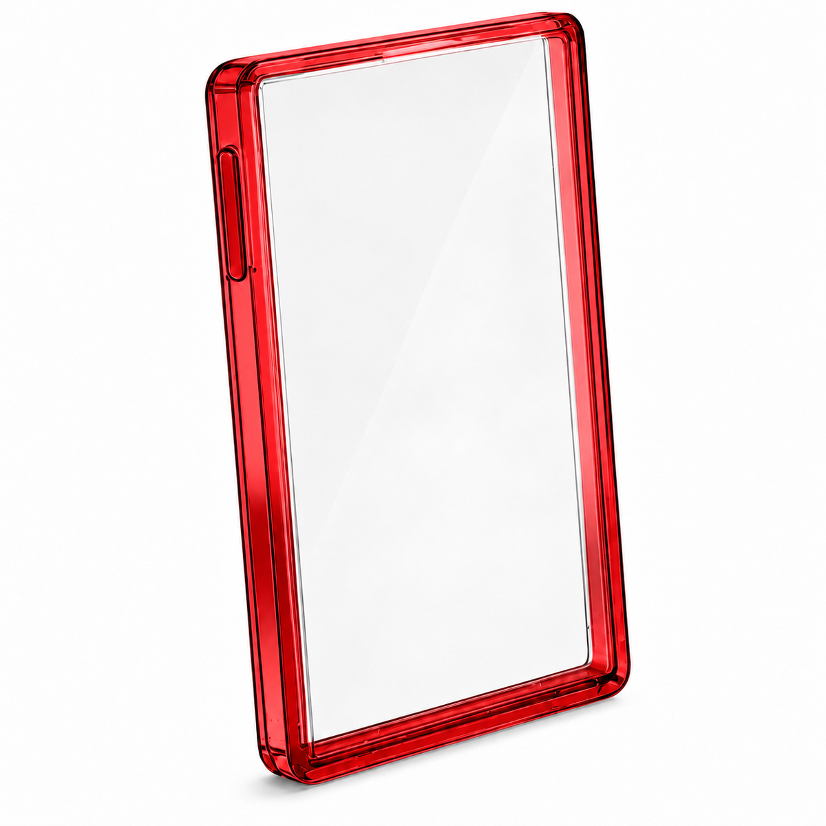Red PSA slab protector with TPU frame and rigid clear back plate