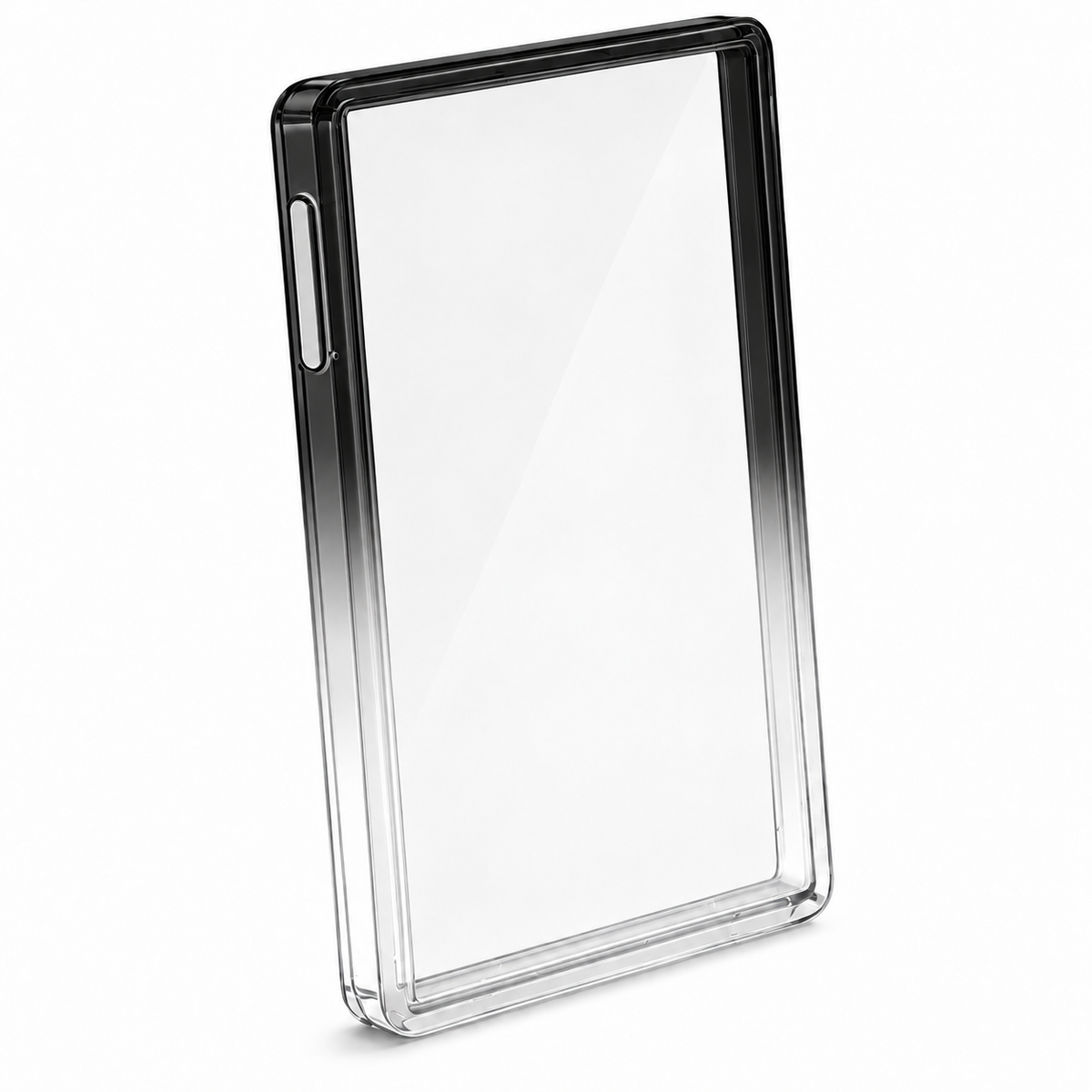 Black to clear gradient PSA slab protector with rigid clear back plate