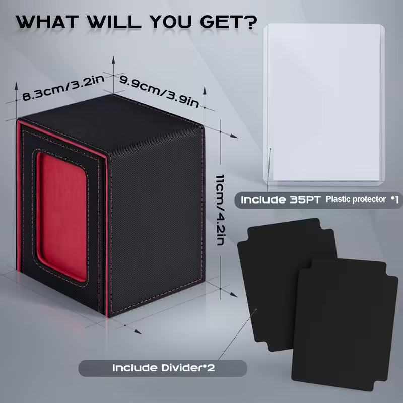 Premium Magnetic Commander Deck Box with Display Window, Toploader & Dividers