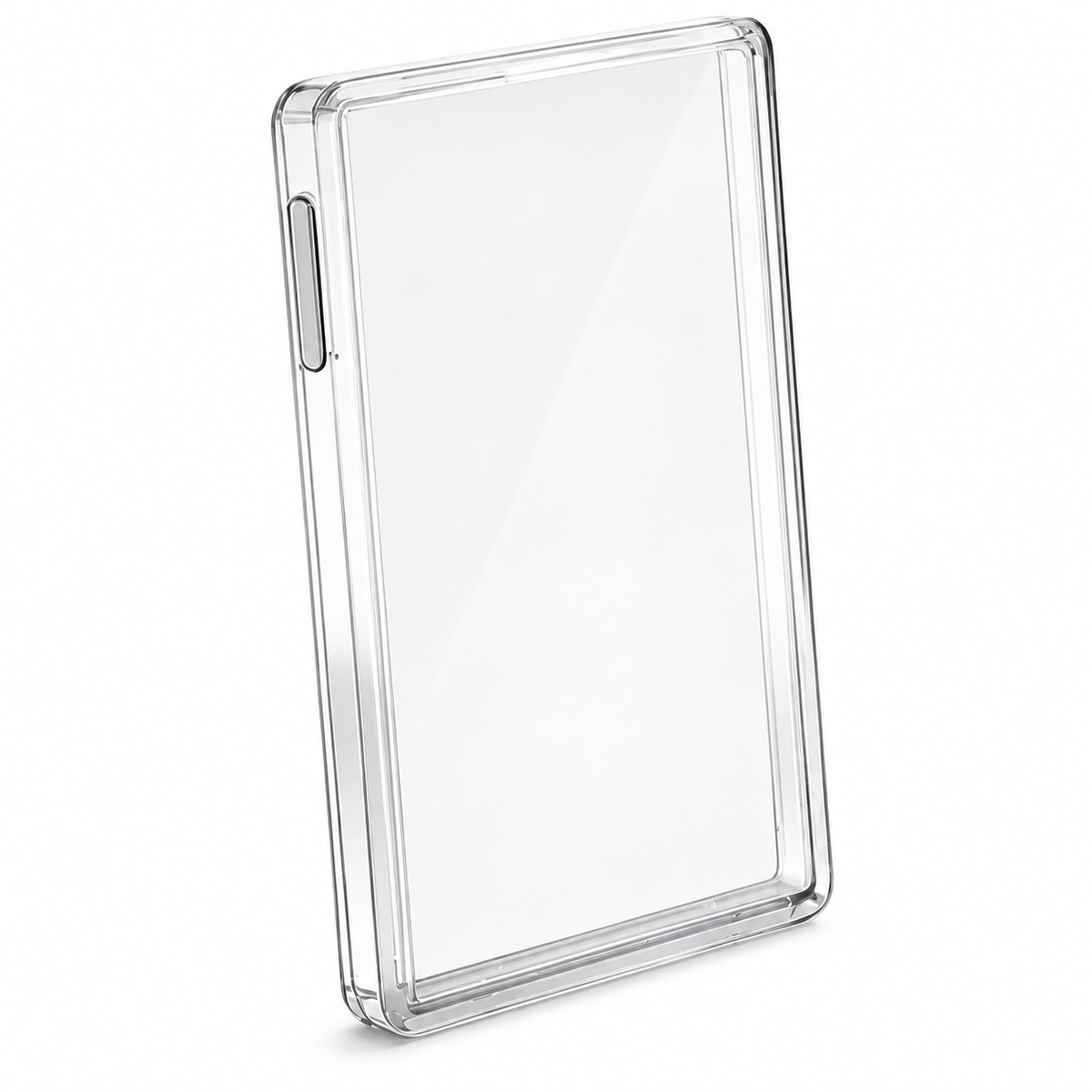 Clear PSA slab protector with TPU frame and rigid clear back plate