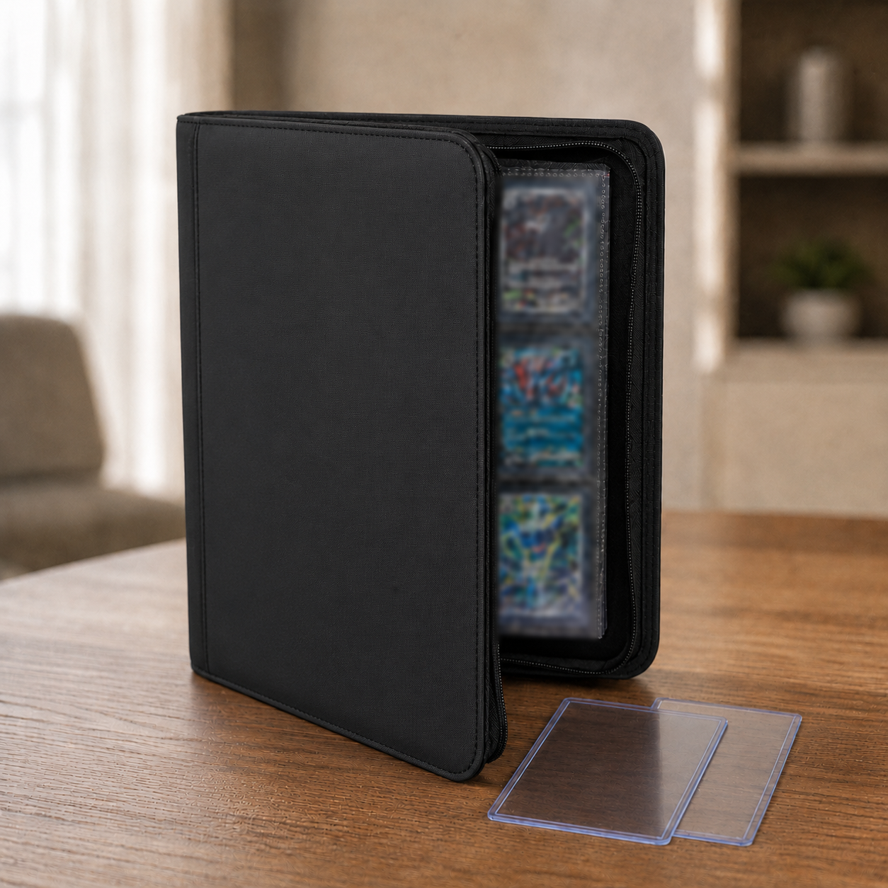 252-Card Toploader Binder with Zipper, 9-Pocket Double-Sided Pages for 3" x 4" Card Holders