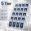 5-Tier Clear Trading Card Display Stand for Graded Slabs, Toploaders, and Magnetic Holders