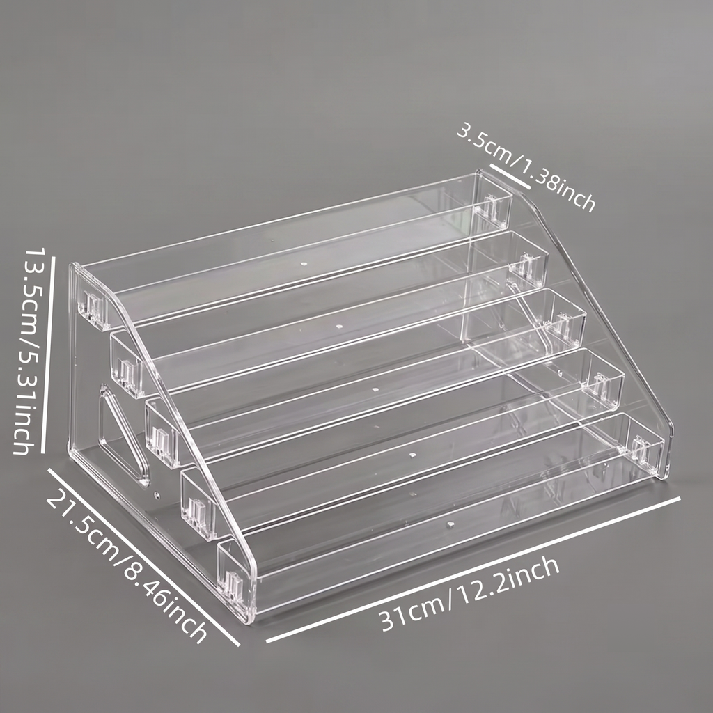 5-Tier Clear Acrylic Trading Card Display Stand for Graded Slabs & Toploaders