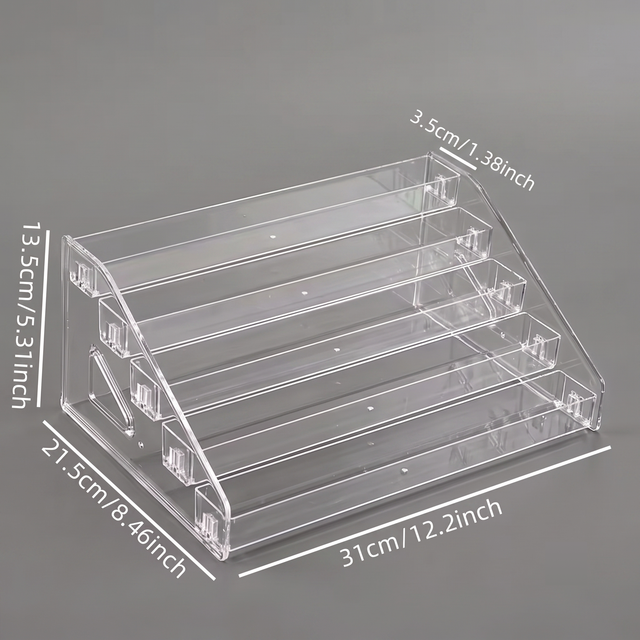 5-Tier Clear Acrylic Trading Card Display Stand for Graded Slabs & Toploaders