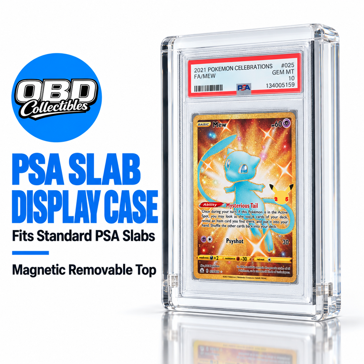 Premium 8mm Acrylic PSA Slab Display Case with Magnetic Top