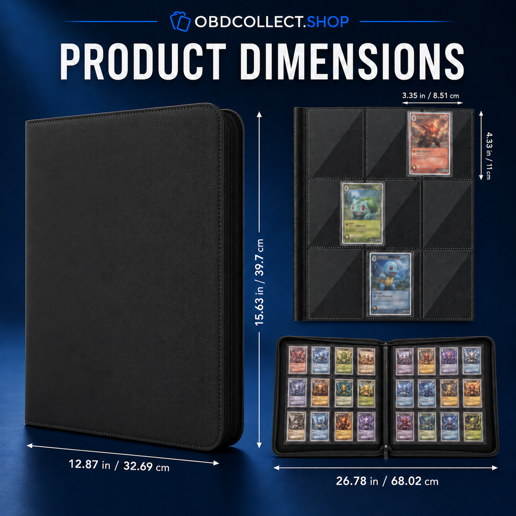 252-Card Toploader Binder with Zipper, 9-Pocket Double-Sided Pages for 3" x 4" Card Holders
