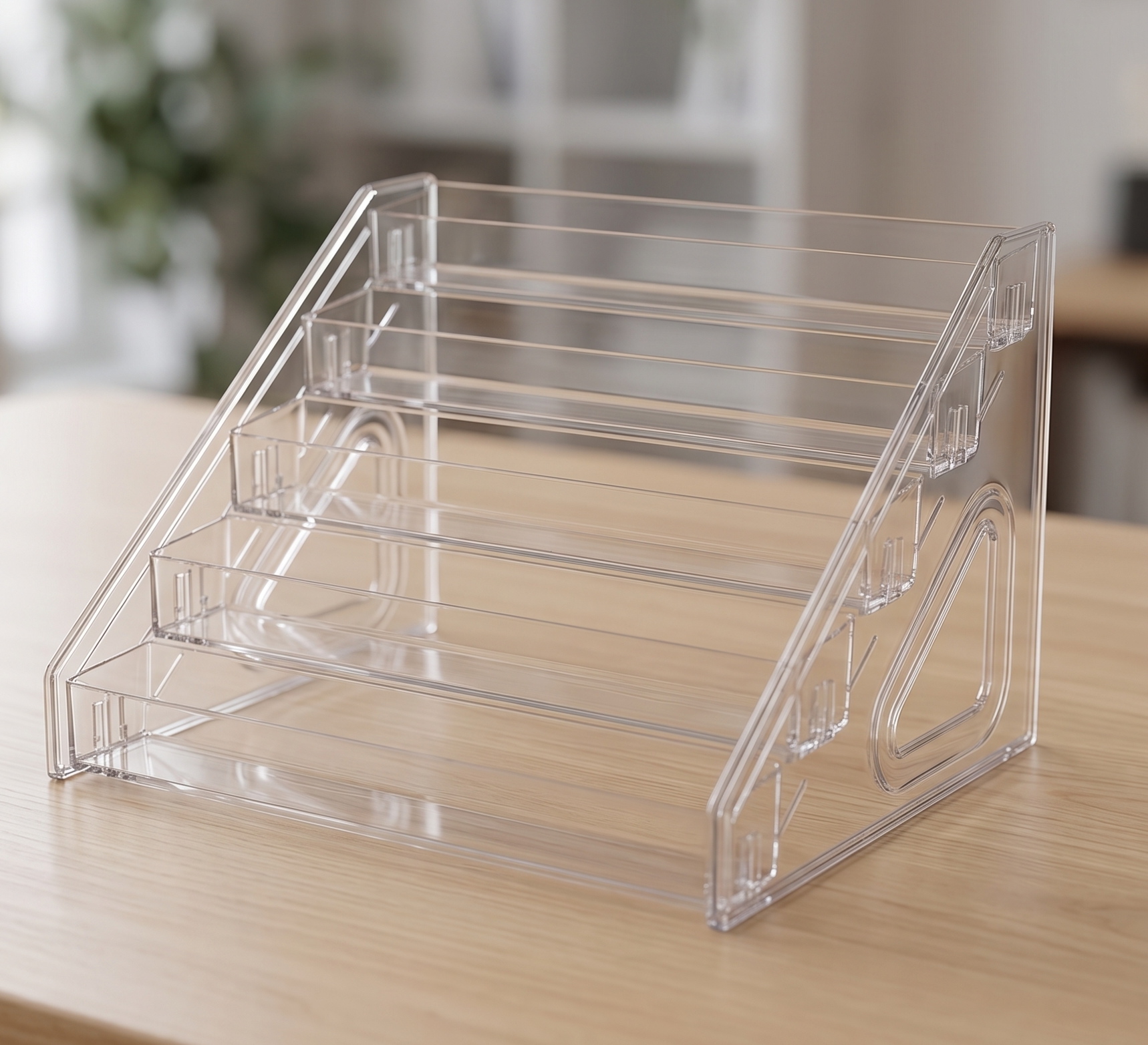 5-Tier Clear Acrylic Trading Card Display Stand for Graded Slabs & Toploaders