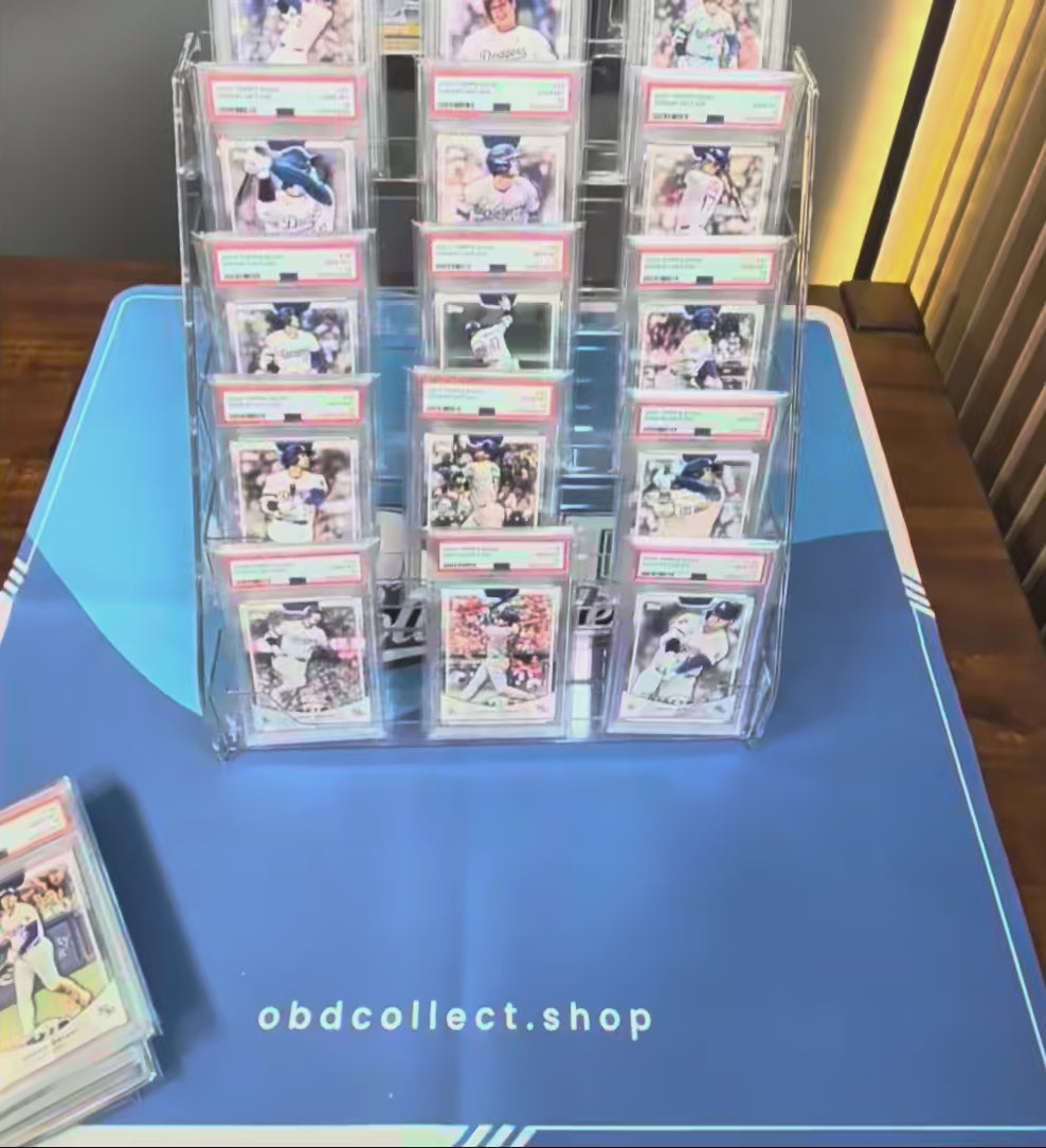 5-Tier Clear Trading Card Display Stand for Graded Slabs, Toploaders, and Magnetic Holders