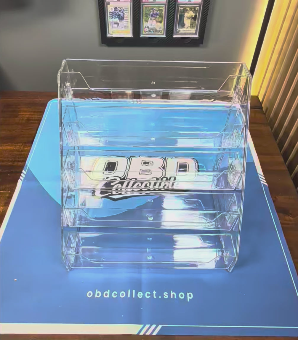 5-Tier Clear Trading Card Display Stand for Graded Slabs, Toploaders, and Magnetic Holders